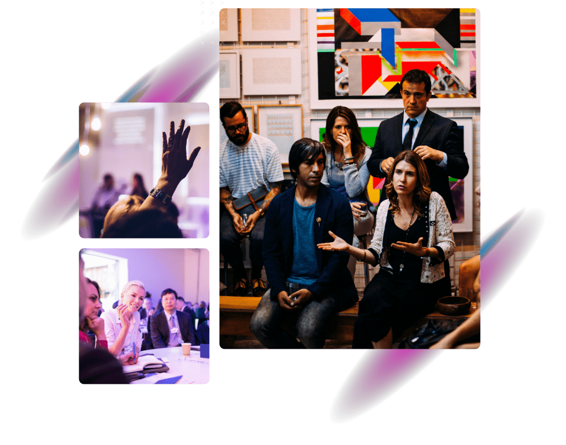 Eine Collage aus Präsentationsfotos
